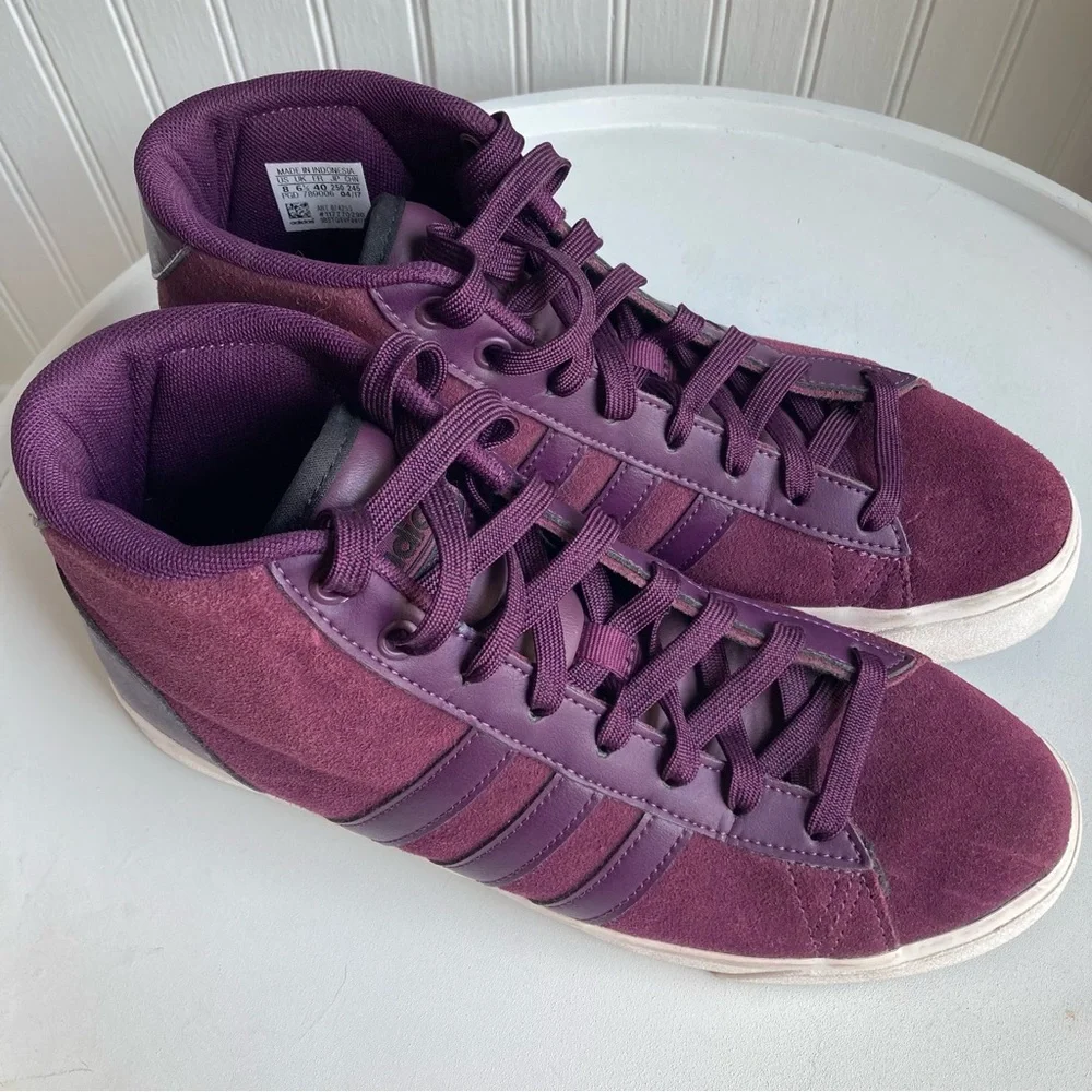Adidas Neo Cloudfoam Deep Purple High Top Sneaker Womens 8 Shoe - Picture 4 of 15